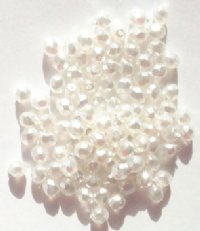 100 4mm Faceted White Pearl Firepolish Beads